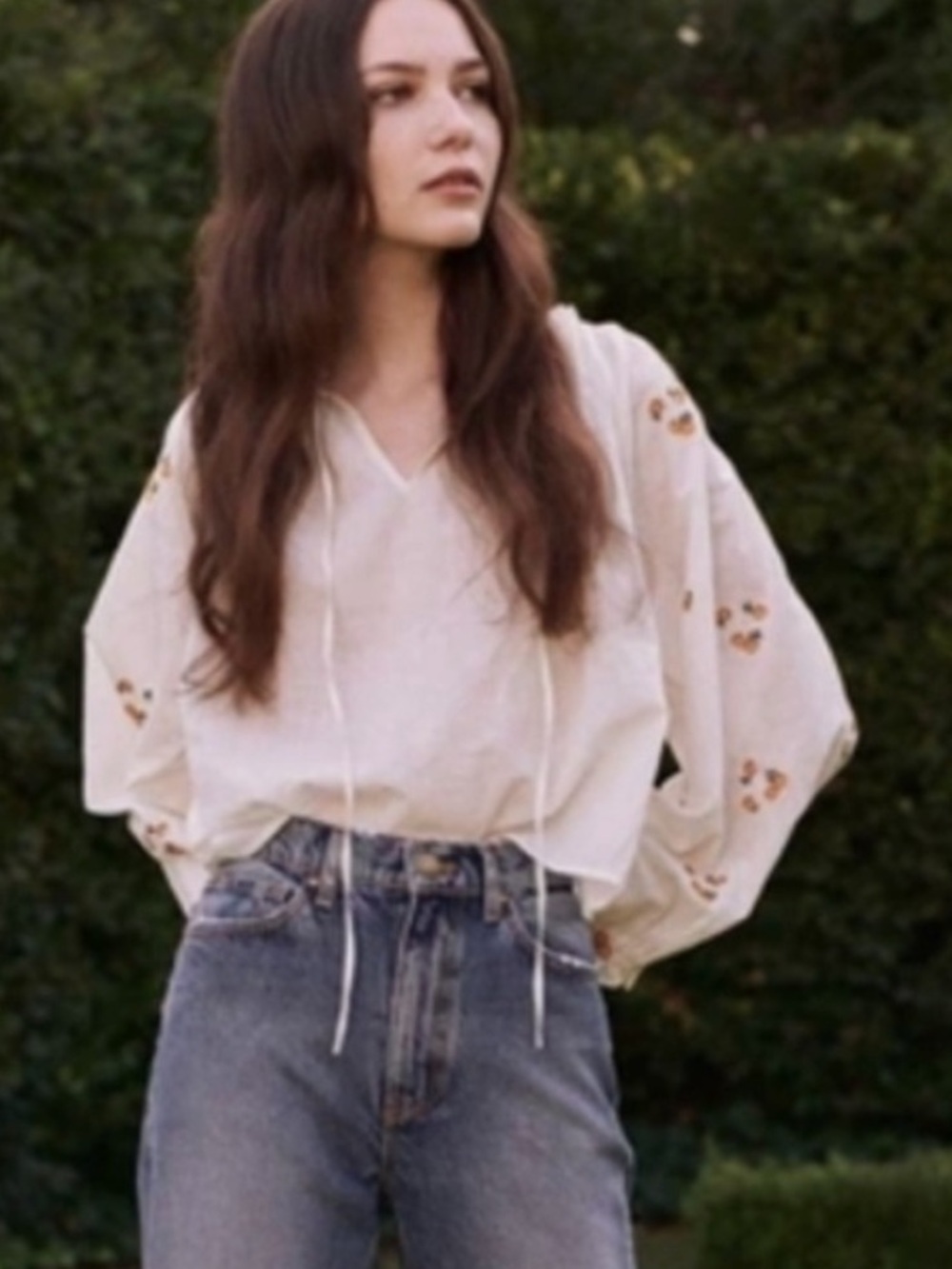 The Great Embroidered Posey Peasant Top NWOT